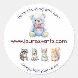 Adesivo Kids Party Planner Pastel Teddy Bear Logotipo QR