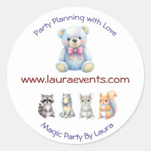 Adesivo Kids Party Planner Pastel Teddy Bear Logotipo QR