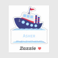 Kids Personalizado Blue Sailboat Name Label Sticke
