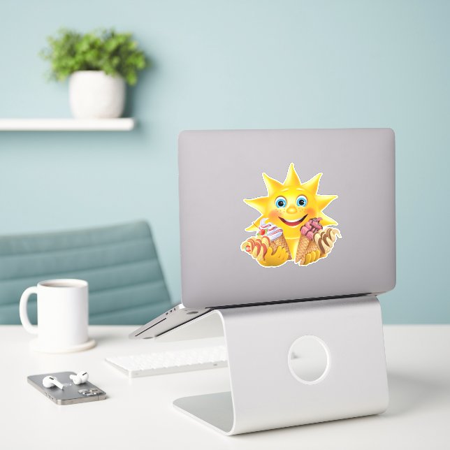 Adesivo Kids Sorvete Cone Sticker (Laptop na mesa)