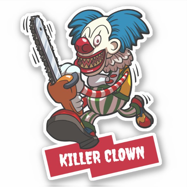 Adesivo Killer Clown Halloween Horror Chainsaw Cartoon (Frente)