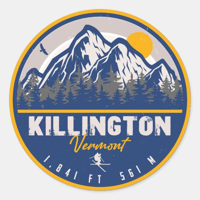 Adesivo Killington Vermont Retro Sunset Ski Souvenirs (Frente)