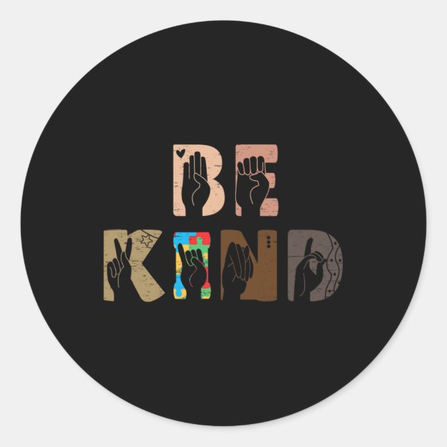 Adesivo Kind Asl Sinal de Mão Intérprete Sinal Idioma (Frente)