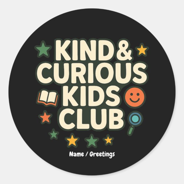 Adesivo Kind & Curious Kids Club Positive Growth Mindset  (Frente)
