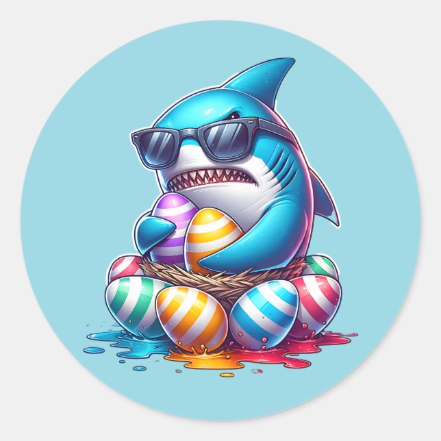 Adesivo Kinder Aufkleber mit Hai Motiv, Oster Sticker bunt (Frente)