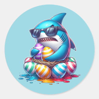 Adesivo Kinder Aufkleber mit Hai Motiv, Oster Sticker bunt