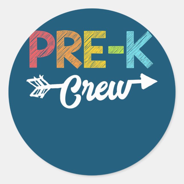 Adesivo Kinder Crew Pre K Professora Crianças De Volta Par (Frente)