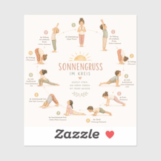Adesivo Kinder Yoga Sonnengruß im Aquarellstil – Boho Yoga