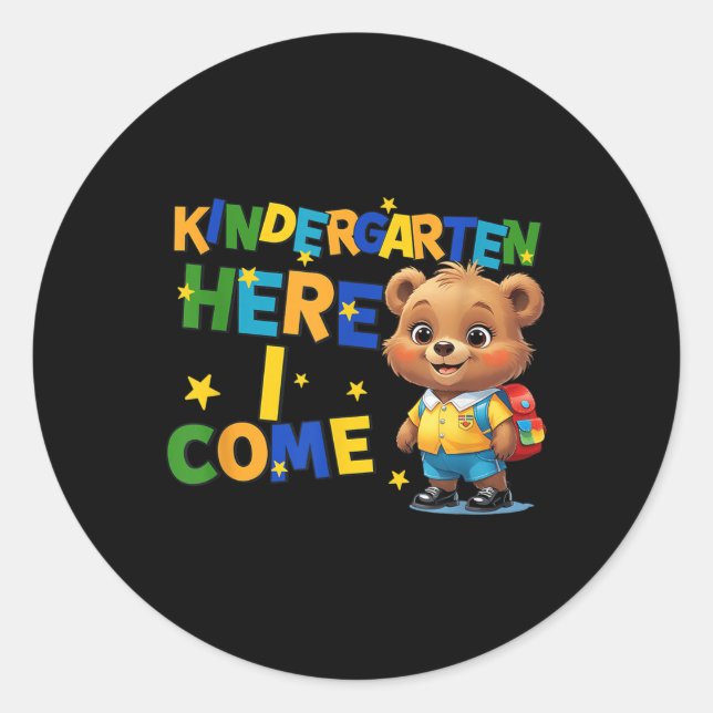 Adesivo Kindergarten Here I Come, Back To School Baby Bear (Frente)