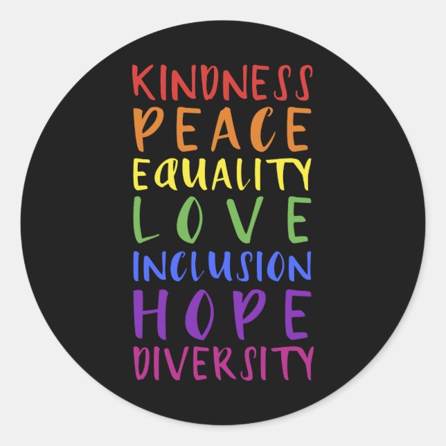 Adesivo Kindness peace inclusion hope rainbow gay lesbian (Frente)