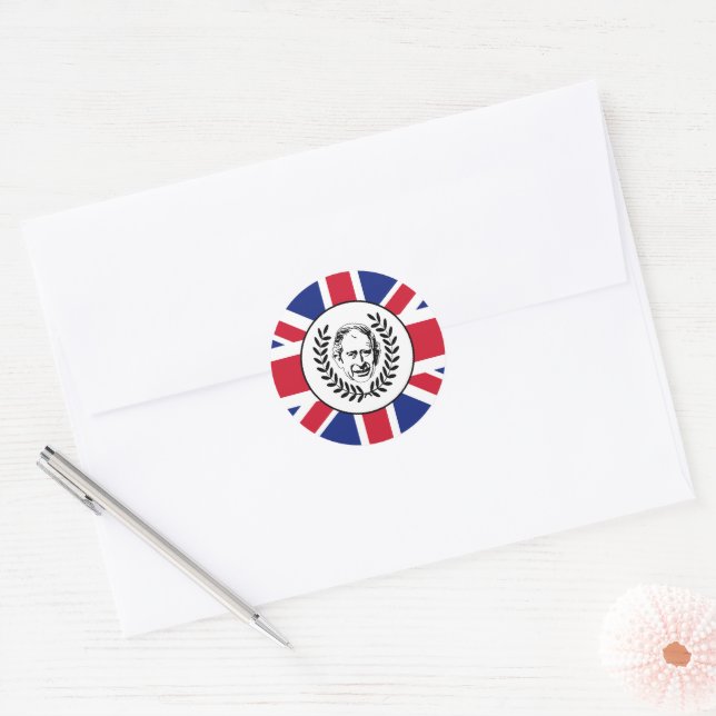 Adesivo King Charles III e British Union Jack Flag (Envelope)