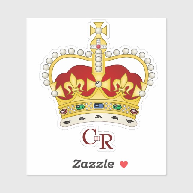 Adesivo King Charles III Monograma & Crown Vinyl Sticker (Folha)
