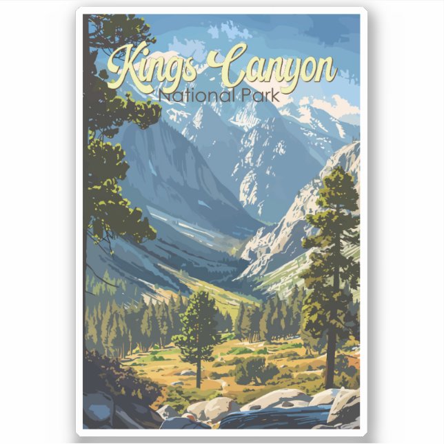 Adesivo Kings Canyon National Park Ilustração Viagem Art (Frente)