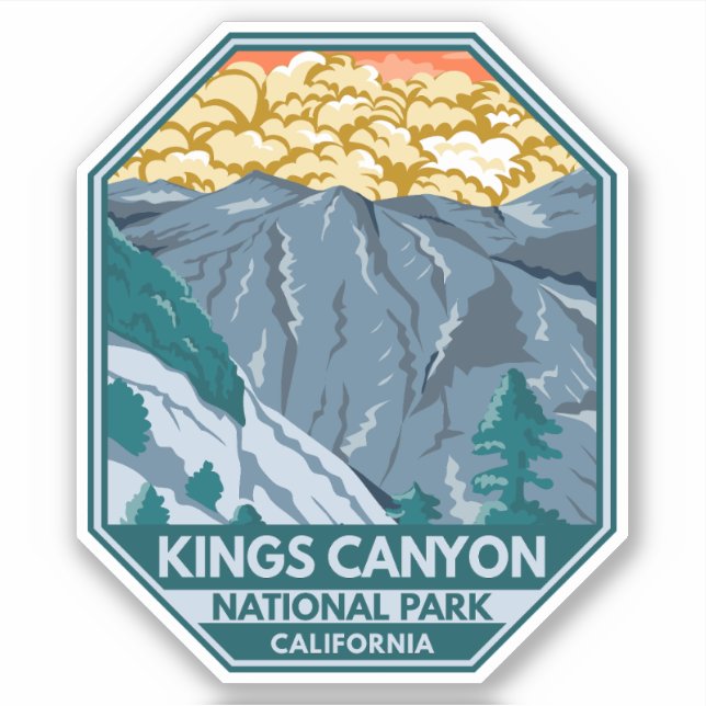 Adesivo Kings Canyon National Park Sunset Vintage (Frente)