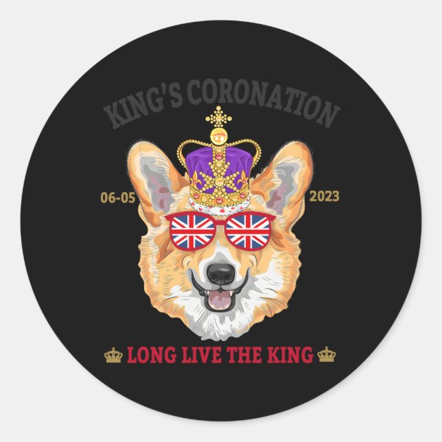 Adesivo Kings Coronation 2023 Para Union Jack Com Corgi (Frente)