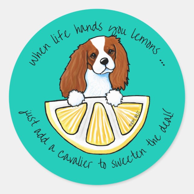 Adesivo KiniArt Cavalier Life Lemons Classic Round Sticker (Frente)
