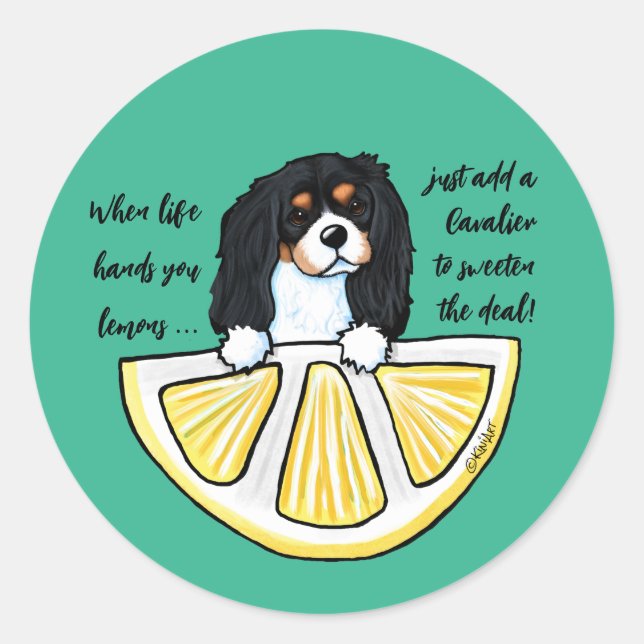 Adesivo KiniArt Cavalier Life Lemons Classic Round Sticker (Frente)