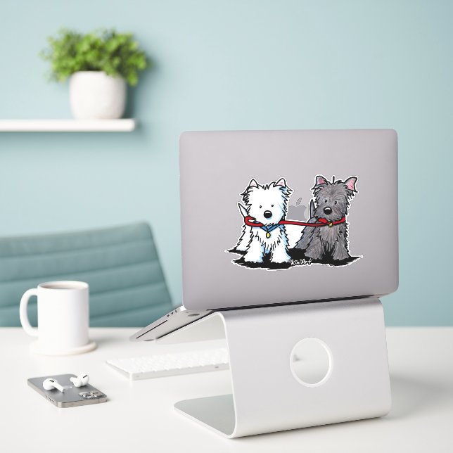 Adesivo KiniArt Walking Terrier Duo Vinyl Sticker (Laptop na mesa)