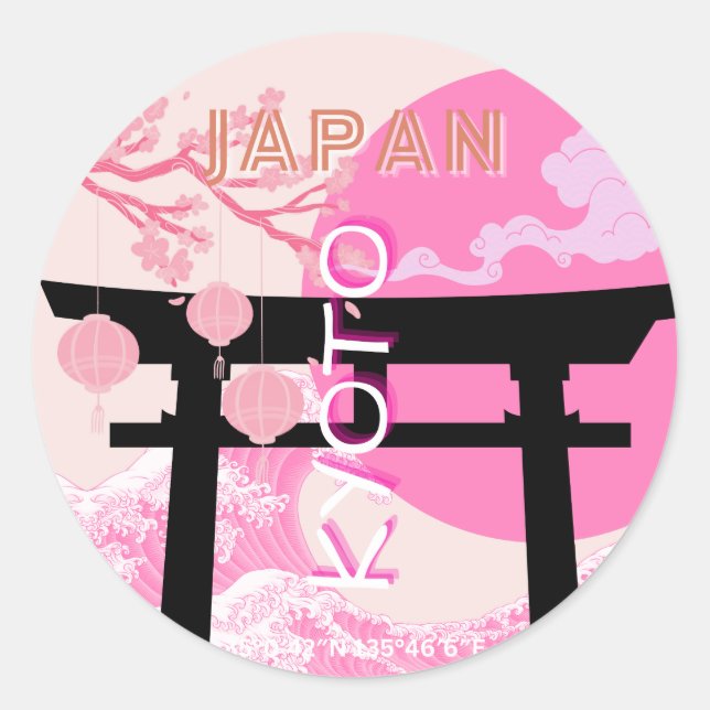 Adesivo Kioto, Japão, Pink Viagem Art (Frente)