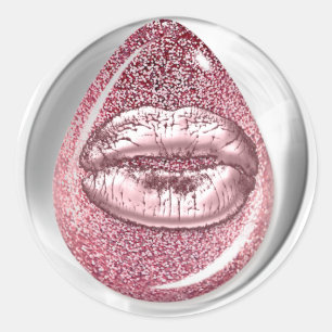 Adesivo Kiss Lábios Brilhantes Tinham Rosa Arredondada Mak