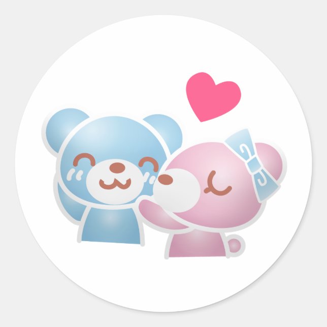 Adesivo Kissing Bears Cute e Kawaii (Frente)
