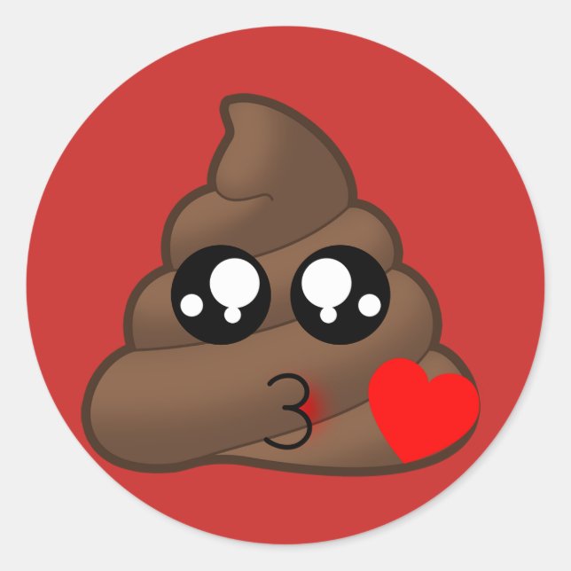 Adesivo Kissy Face Love Poop Emoji Stickers (vermelho) (Frente)