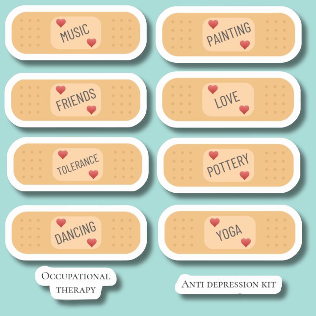 Adesivo Kit de bandaid antidepressão Vinheta personalizada (Criador carregado)