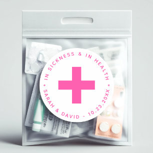 Adesivo Kit de Emergência Rosa Choque Na Doença e Na Saúde