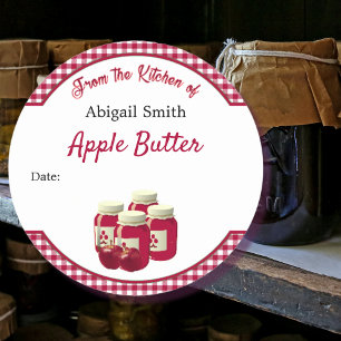Adesivo Kitchen Canning Sticker Gingham Apple Butter