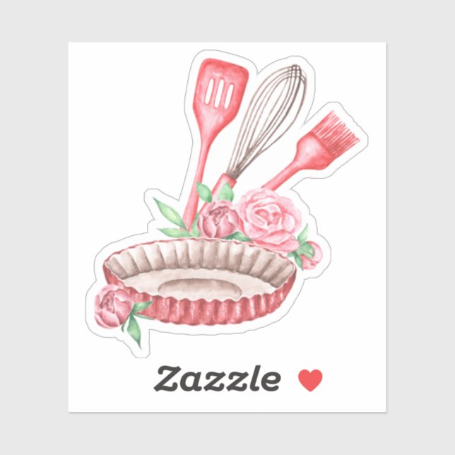 Adesivo Kitchenware de Aquarela Rosa (Folha)