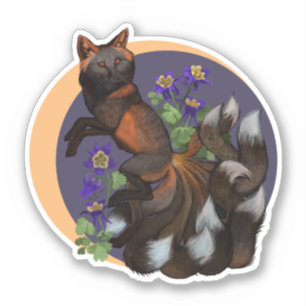 Adesivo Kitsune e Columbine Flowers