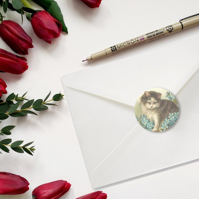 Adesivo Kitten Com Flores Azuis (Criador carregado)