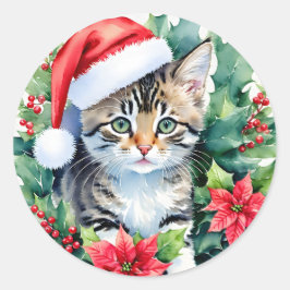 Adesivo Kitten Na Arte De Natal Do Papai Noel