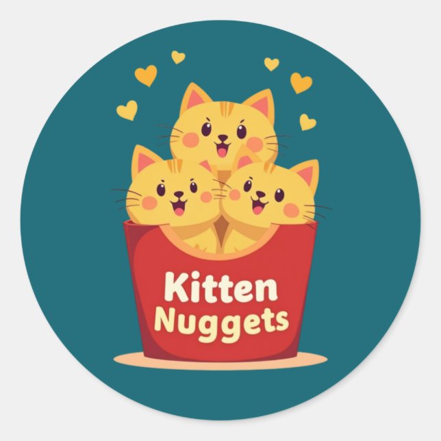 Adesivo Kitten Nuggets – 100% Cute, Zero Chicken (Frente)