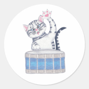 Adesivo Kitten tocando um tambor