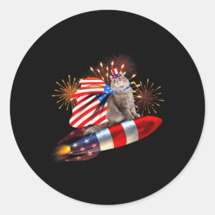 Adesivo Kitty Cat 4 De Julho Rocket Com Fogos De Fogo Usa