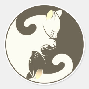 Adesivo Kitty Cat Yin Yang   Castanho