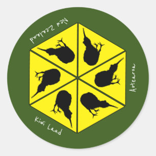 Adesivo Kiwi Bird & Nova Zelândia/ Ilhas Aotearoa (pizza)
