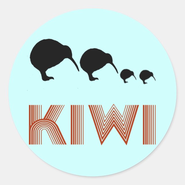 Adesivo Kiwi Family Retro New Zelândia Sticker (Frente)