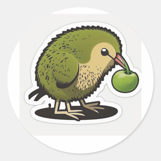 Adesivo kiwi que come uma fruta kiwi (Frente)