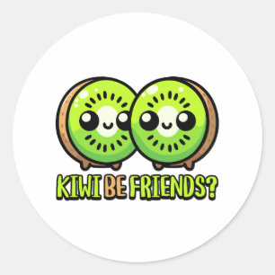 Adesivo Kiwi Seja Amigo! Fruta de Kiwi de cor branca