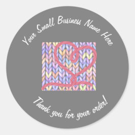 Adesivo Knit Yarn Heart Obrigado Pequena Empresa Sticker