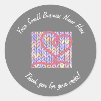 Adesivo Knit Yarn Heart Obrigado Pequena Empresa Sticker