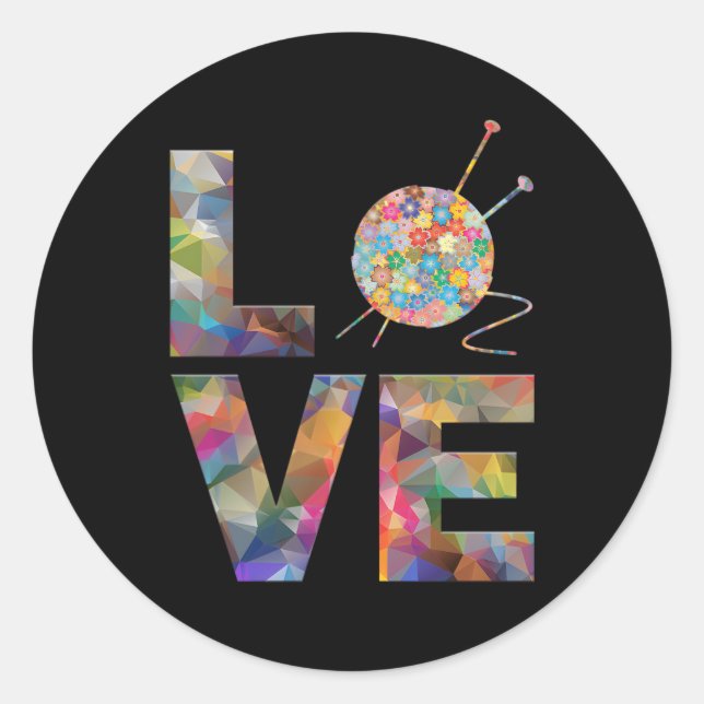 Adesivo Knitter Knitting Crochet Love Yarn Padrões Stitch (Frente)