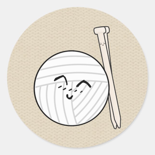 Adesivo Knitting Agulha & Yarn Cartoon (Artesanatos de tri (Frente)