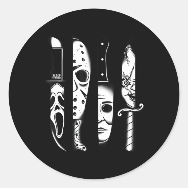 Adesivo Knives Horror Movie Sexta-feira Halloween Gótico E (Frente)