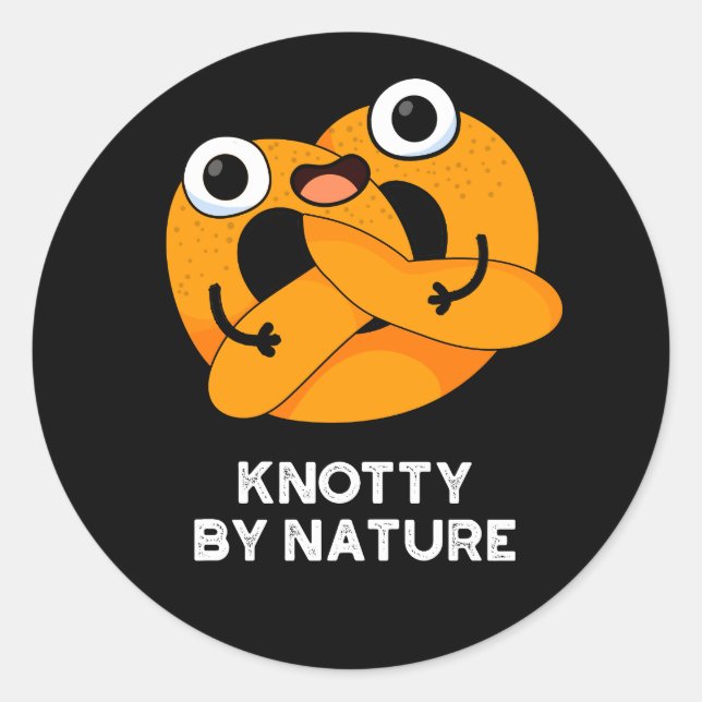 Adesivo Knotty Por Natureza Engraçado Pretzel Pun Dark BG (Frente)