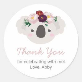 Adesivo Koala Boho Floral Round Sticker