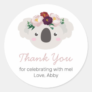 Adesivo Koala Boho Floral Round Sticker