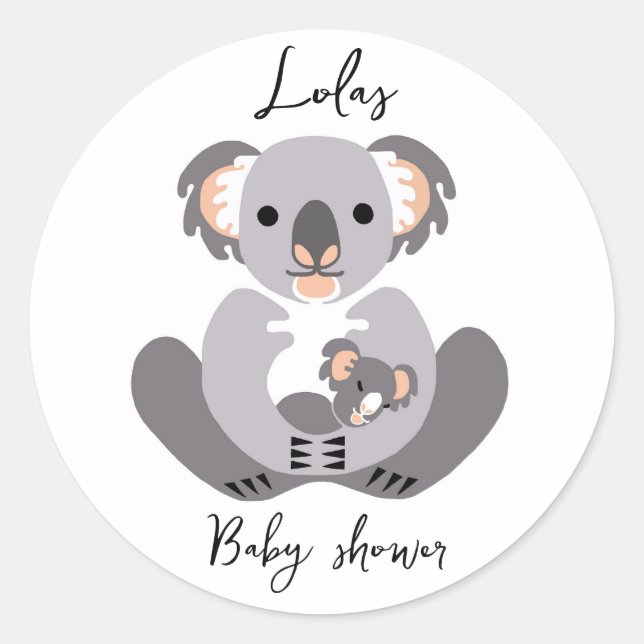 Adesivo KOALA - Chá de fraldas - Animal personalizado (Frente)